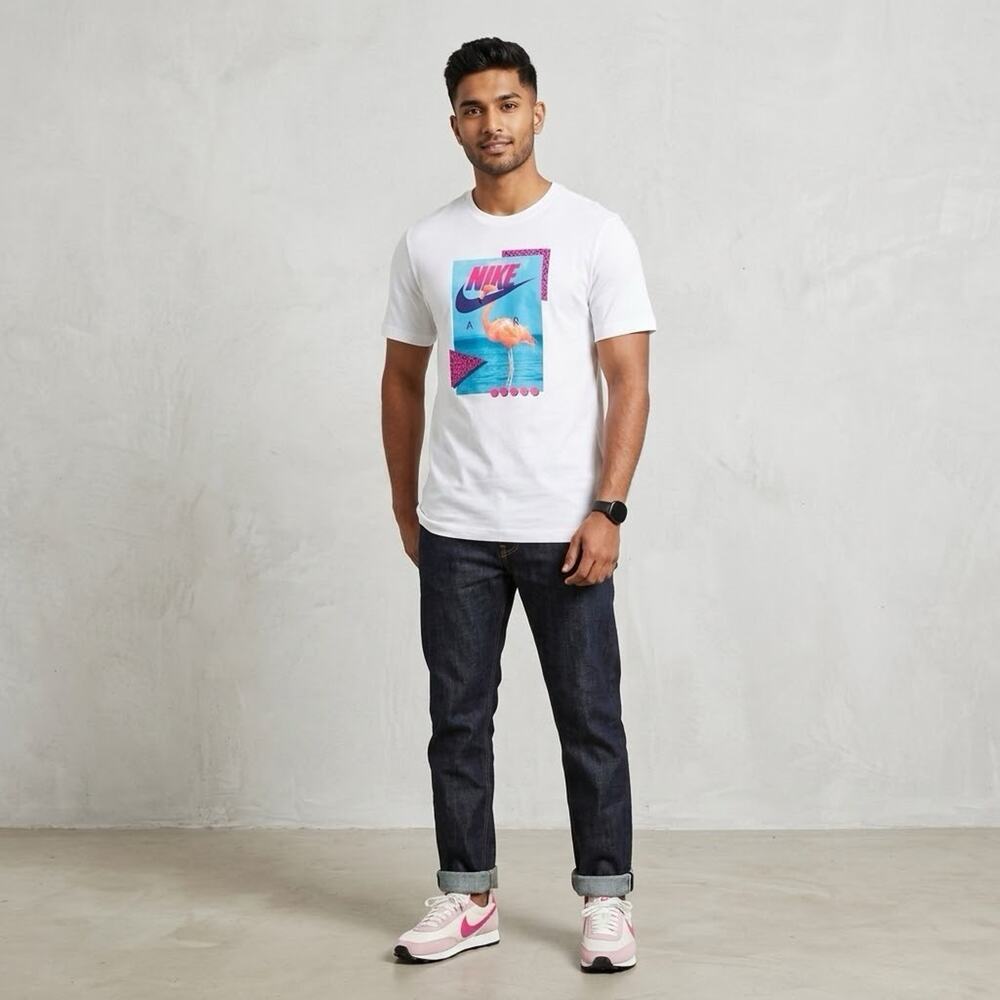 Nike The Nike Tee Men’s M White Crew Neck Short Sleeve Graphic Logo Tee